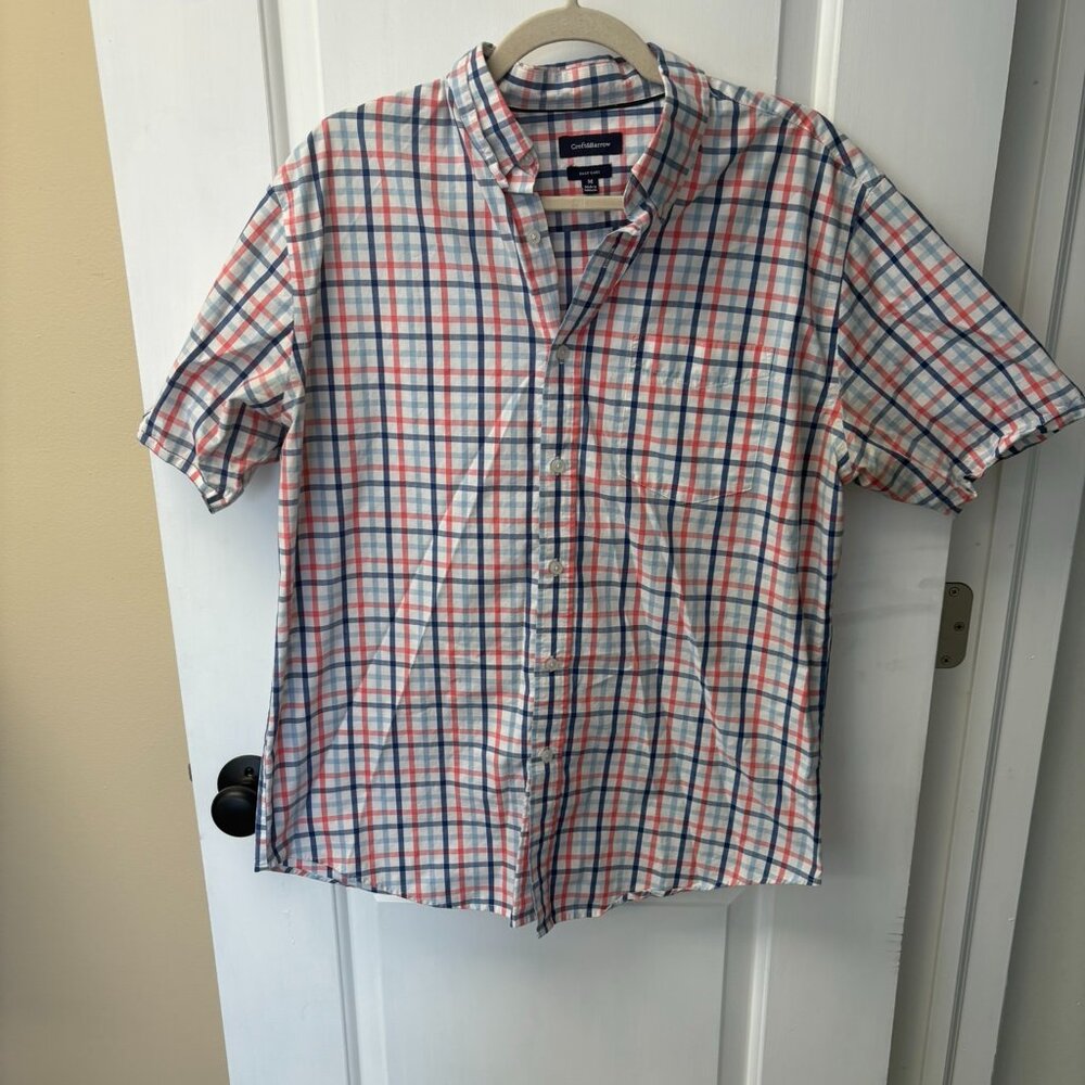 Croft & Barrow Blue & Pink Checkered Button Down Short Sleeve